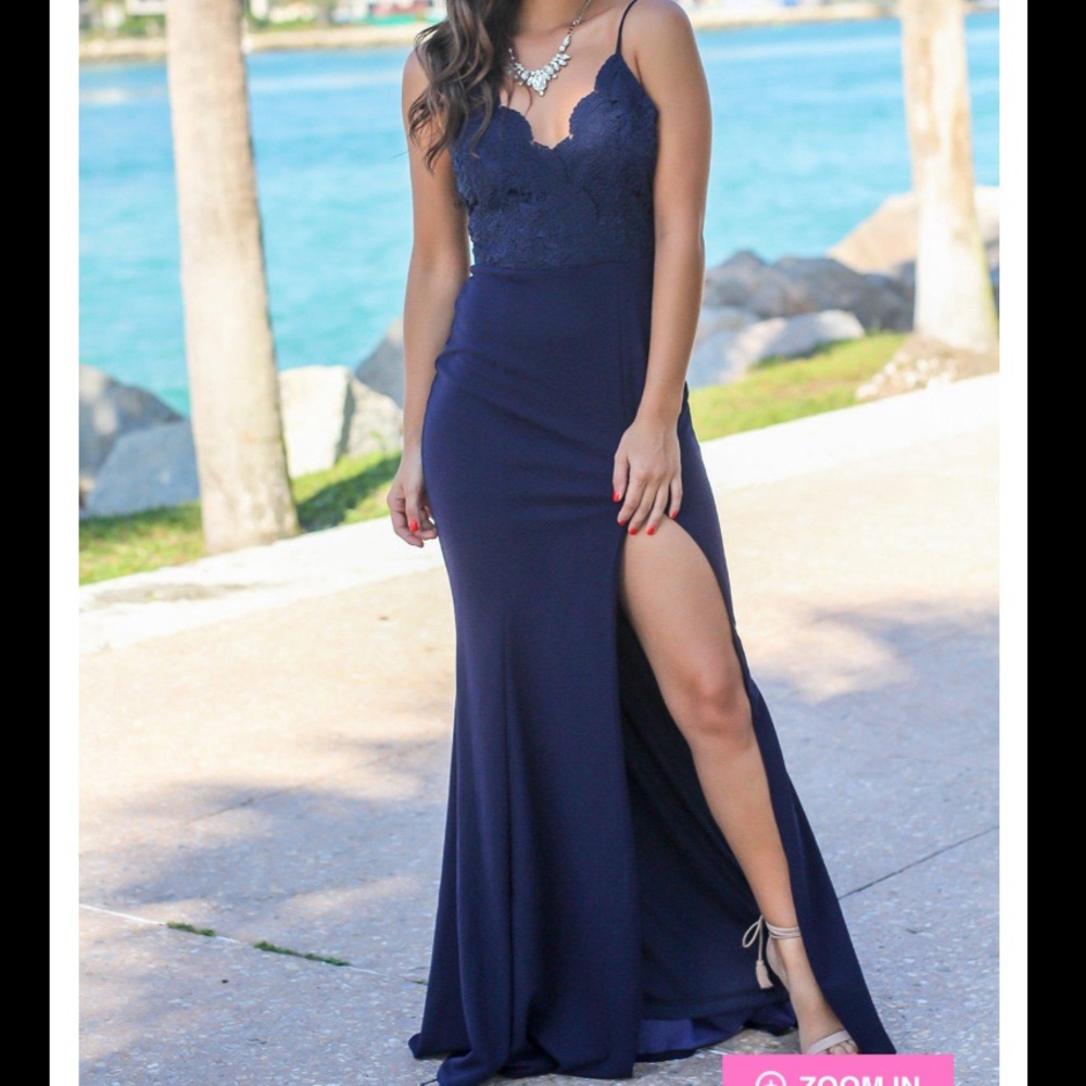 Navy Blue Maxi Prom Dress! worn once in great quality!! perfect for prom
